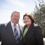 Council Executive Secretary Ron Miller and Assembly Speaker Toni Atkins at the signing of SB 350